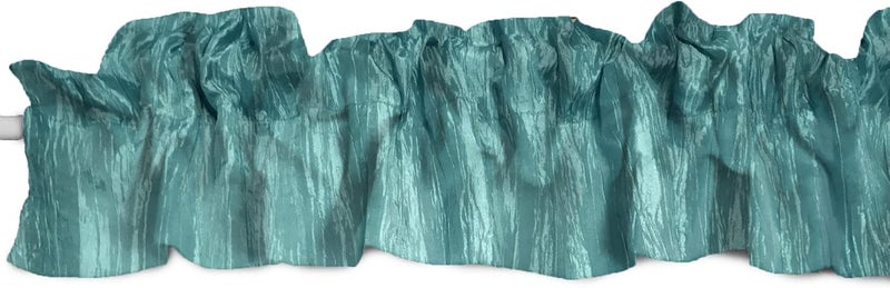 Crushed Crinkle Taffeta Sleeve Topper Window Valance Top Bottom Ruffle Home Décor Bedroom Nursery Kitchen Window (72" Wide x 7" Tall, Aqua)